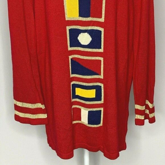 Vintage Liz Claiborne Knit Tunic Sweater L Red - Picture 3 of 5
